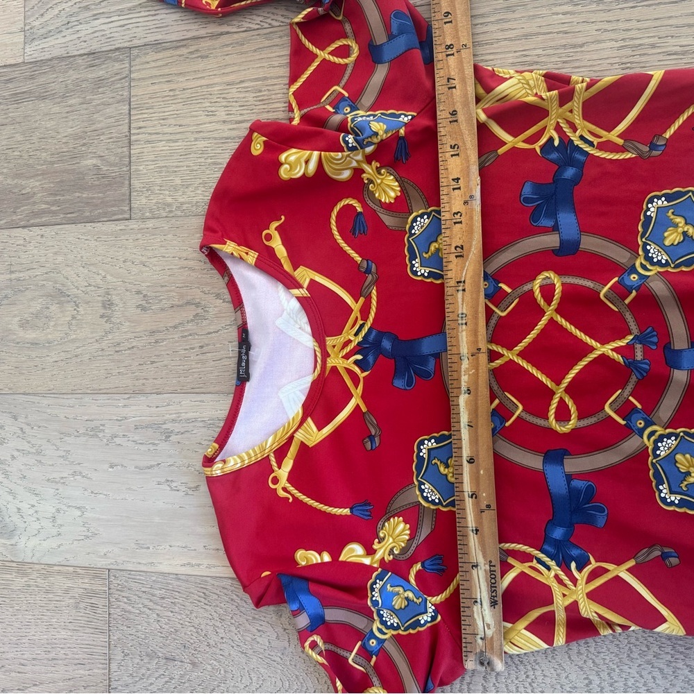 J. McLaughlin Signature Catalina Cloth Equestrian Top Medium Red - Picture 5 of 6